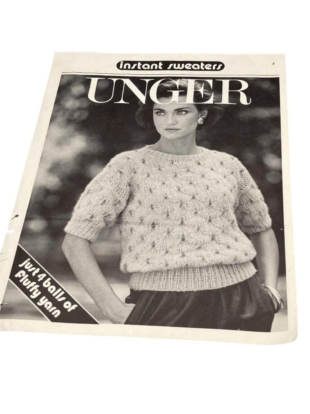Vintage Fluffy Instant Sweater Pattern for Hand Knit, Unger Yarns 1985